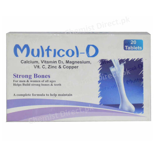 Multicol D Tablet Filix Pharma Calcium Vitamin D3 Magnesium Vit c Zinc Copper