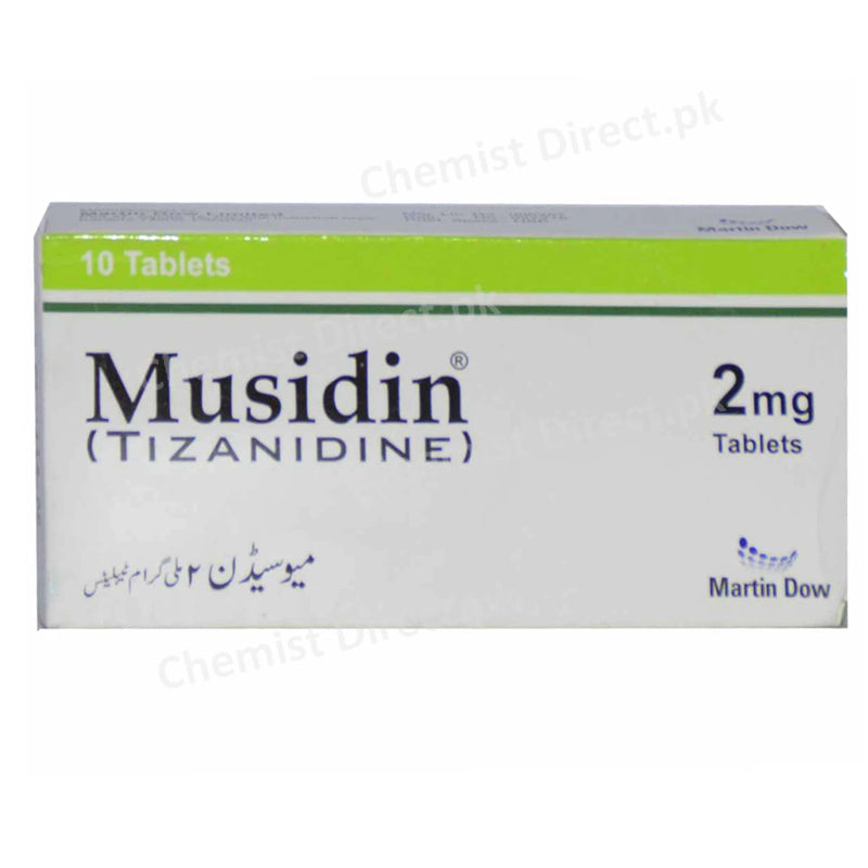     Musidin 2mg Tablet Martin Dow Pharmaceutical Limited Skeletal Muscle Relaxant Tizanidine