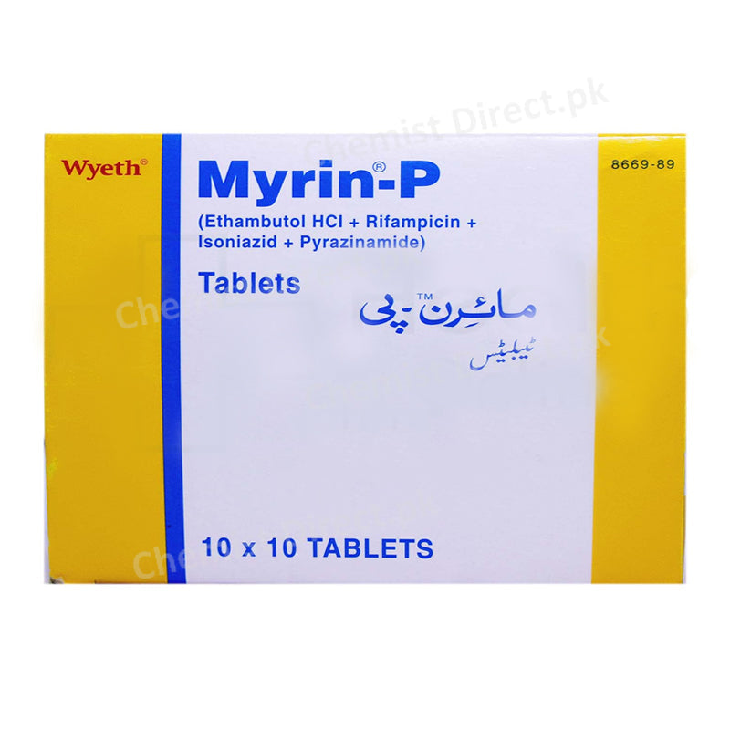 Myrin-P Tablet Anti-Tubercular Ethambutol HCl+Isoniazid+Rifampicin+Pyrazinamide Pfizer Wyeth Pharma