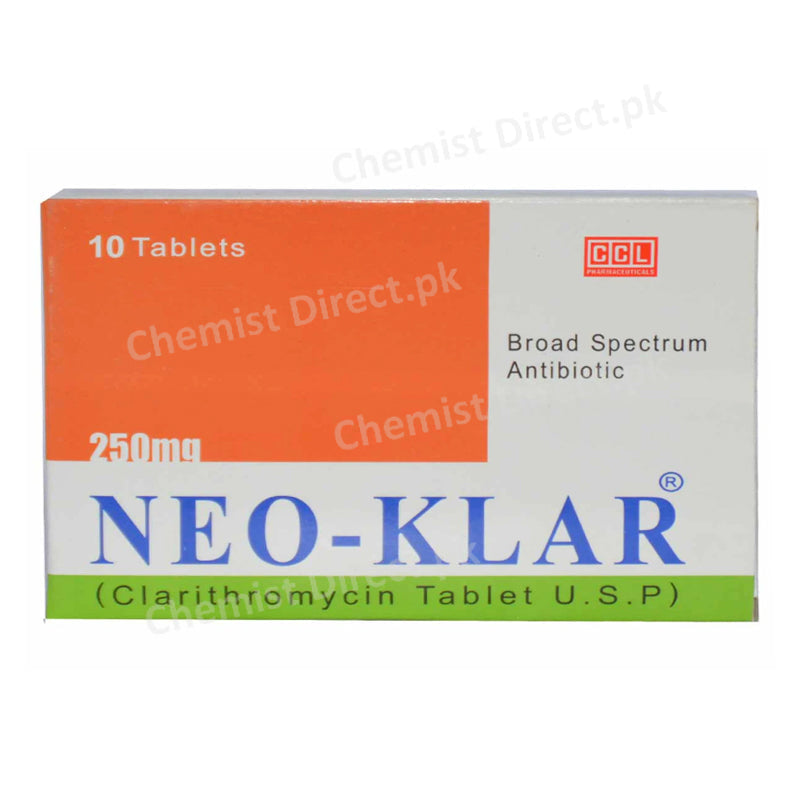 NEO-KLAR 250mg Tablet CCL Pharmaceuticals Anti-Bacterial Clarithromycin U.S.P
