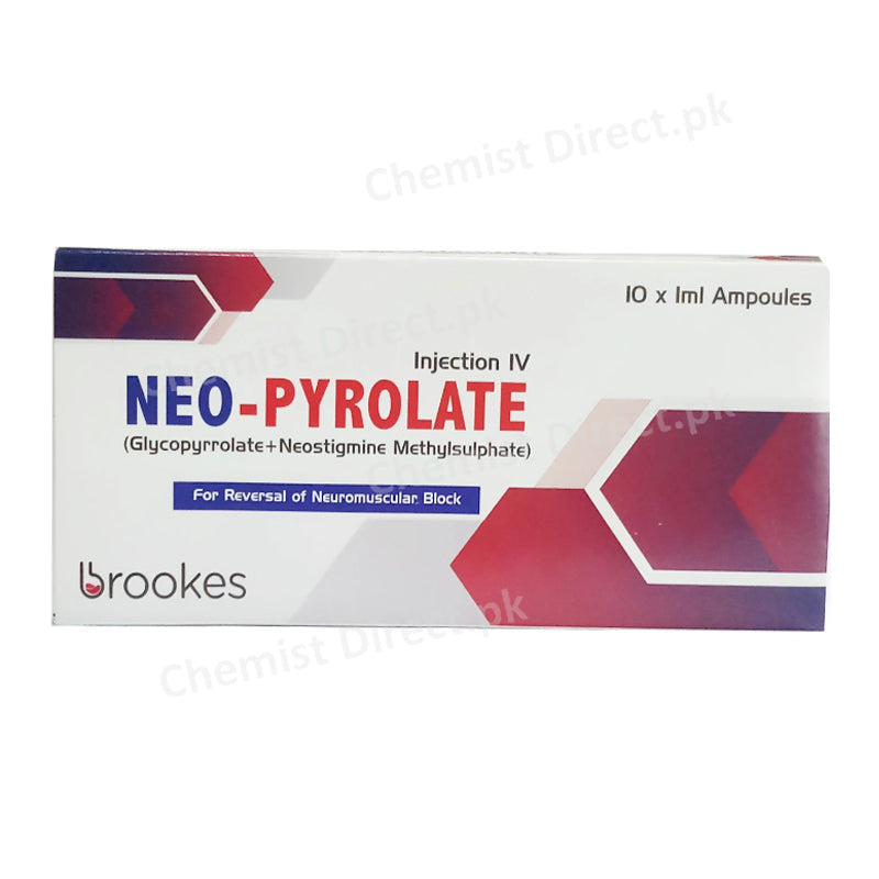 Neo-Pyrolate Injection Anti-Muscarinic Glycopyrrolate+Neostigmine Methylsulphate Brookes Pharmaceuticals