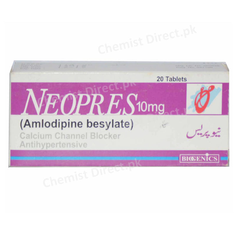     Neopres 10mg Tablet Biogenics Pharma ANTI HYPERTENSIVE Amlodipine Besylate