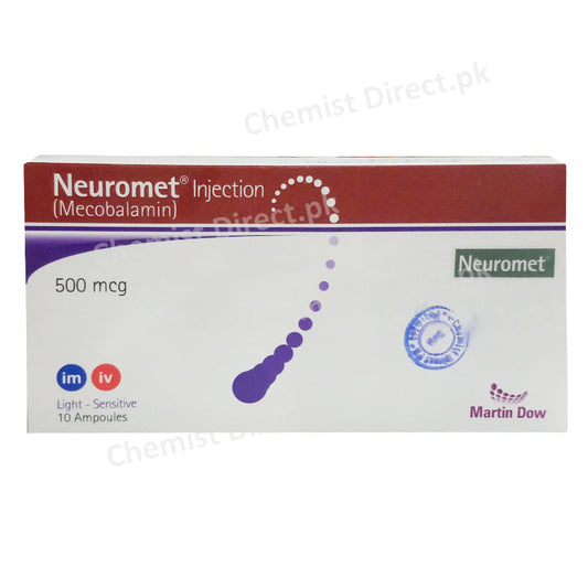 Neuromet 500mg Injection Martin Dow Pharmaceuticals Pak Ltd Vitamin B12 Mecobalamin