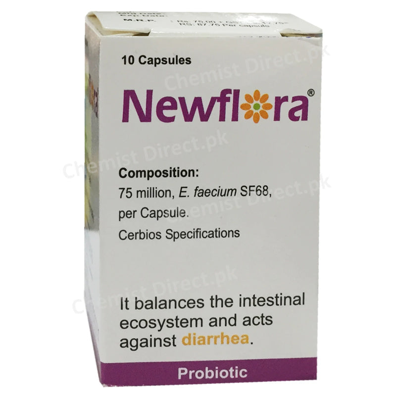 New Flora Capsule RG Pharmaceuticals Intestinaldisorders 75 Millionlive Enterococcusfaecium SF 68