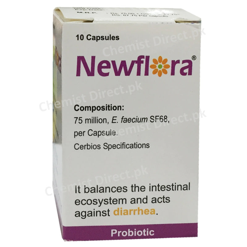 New Flora Capsule RG Pharmaceuticals Intestinaldisorders 75 Millionlive Enterococcusfaecium SF 68