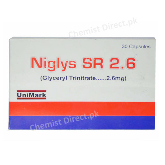 Niglys SR 2.6mg Capsule Unimark Pharma Glyceryl Trinitrate 2.6mg