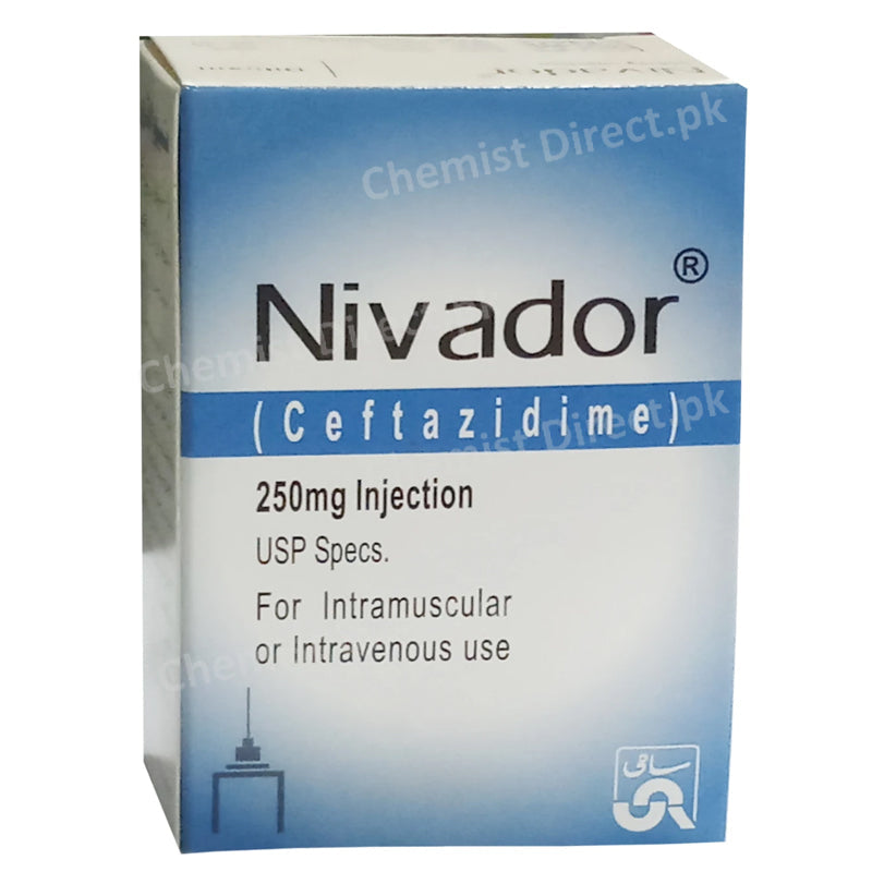 Nivador 250mg Injection Sami Pharmaceuticals Cephalosporin Antibiotic Ceftazidime