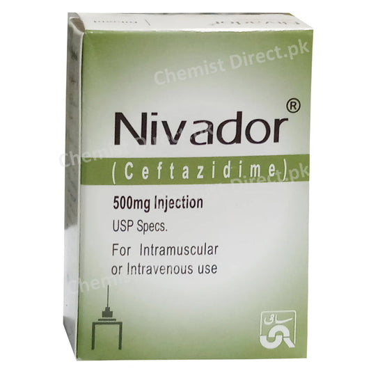 Nivador 500mg Injection Sami Pharmaceuticals Cephalosporin Antibiotic Ceftazidime