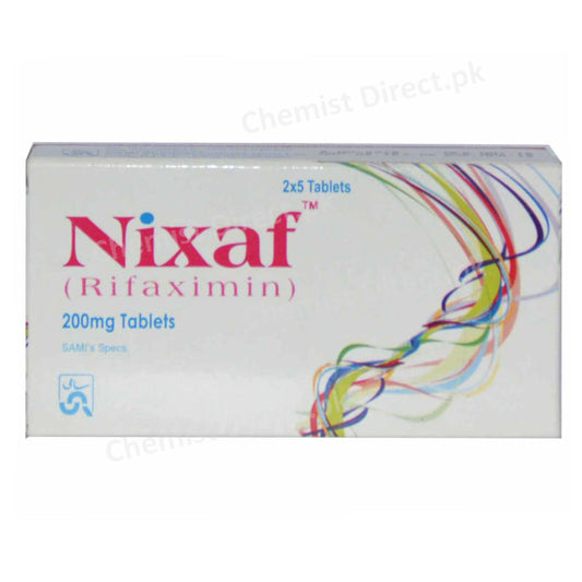 Nixaf 200mg Tablet Sami Pharmaceuticals Pvt Limited Antibiotics Rifaximin Hepatic Encephalopathy Irritable Bowel Syndrome With Diarrhea Traveler_s Diarrhea