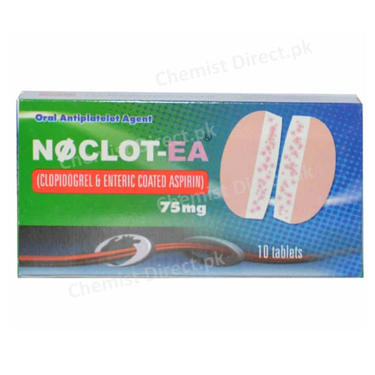     Noclot EA 75mg Tablet CCL Pharmaceuticals Anti Platelet Aggregation Clopidogrel 75mg Aspirin 75mg