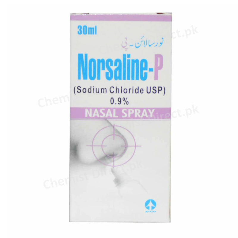 Norsaline-P Nasal Spary 30ml Nasal Preparation Normal Saline Sodium Chloride 0.9% Atco Laboratories