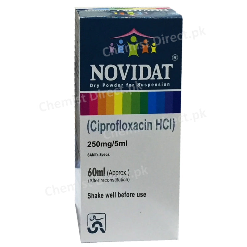 Novidat 250mg Syrup Sami Pharmaceuticals Quinolones Anti Bacterial Ciprofloxacin Hcl