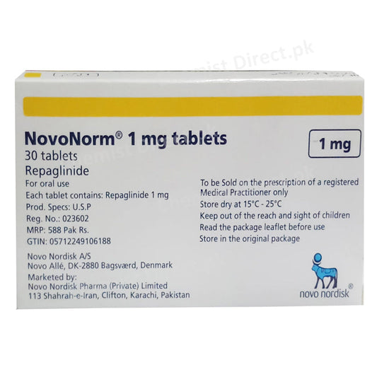 Novonorm 1mg Tablet Novo Nordisk Pharma Pvt Ltd Oral Hypoglycemic Repaglinide