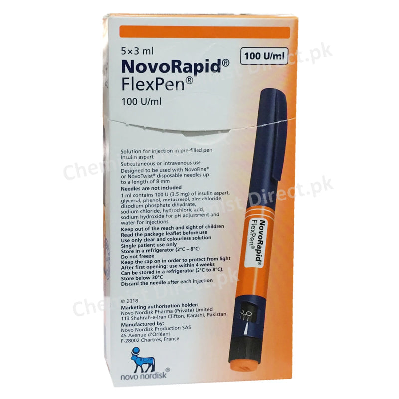 Novorapid 5x3ml Novo Nordisk Pharma Pvt Ltd Fast Acting Insulins Insulin Aspart Store At 2 80c Do Not Freeze