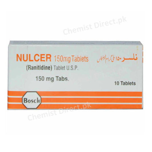 Nulcer 150mg Tablet Ranitidine Bosch Pharamceuticals Anti-Ulcerant