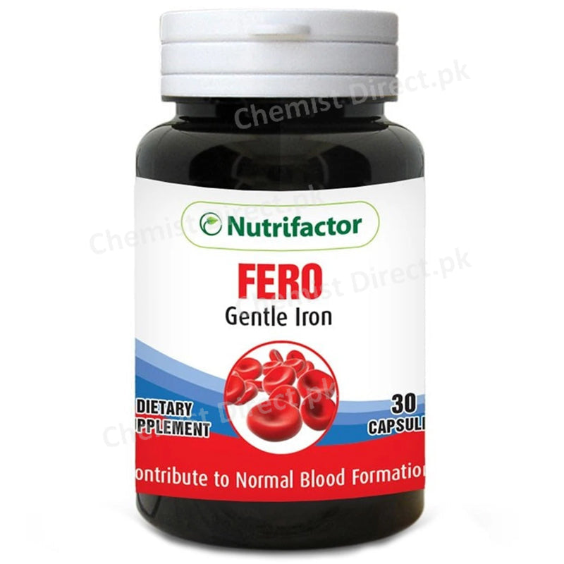 Nutrifactor Fero Cap Capsule Nutritional Supplement Increases hemoglobin for improved oxygen flow tothe brain heart musclesandbodytissues Essentialforenergylevels physicalandcognitiveperforma
