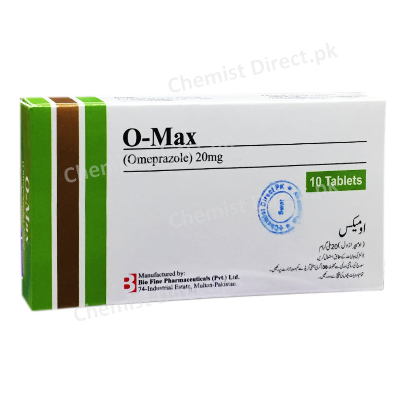 O Max20mg Tablet Bio Pharma Anti Ulcerant Omeprazole
