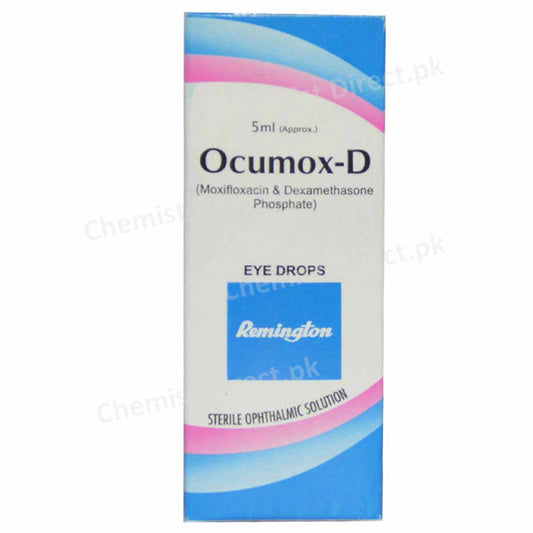 Ocumox D Eye Drop Remington Pharmaceuticals Anti Infective Corticosteroids Moxifloxacin 0.5 Dexamethasone 0.5