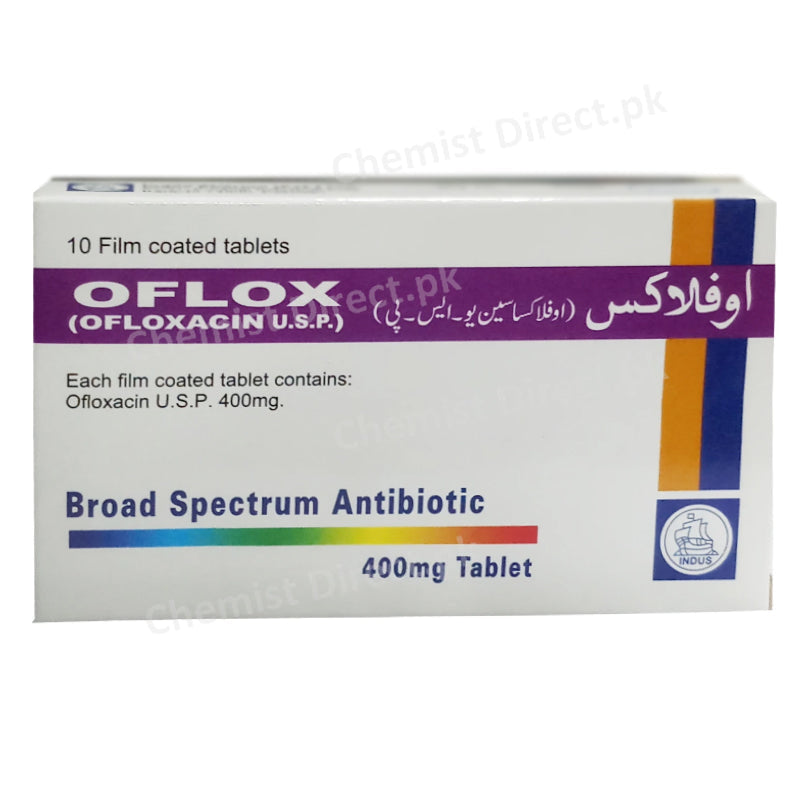 Oflox 400mg Tablet Indus Pharma Pvt Ltd Quinolones Anti Bacterial Ofloxacin