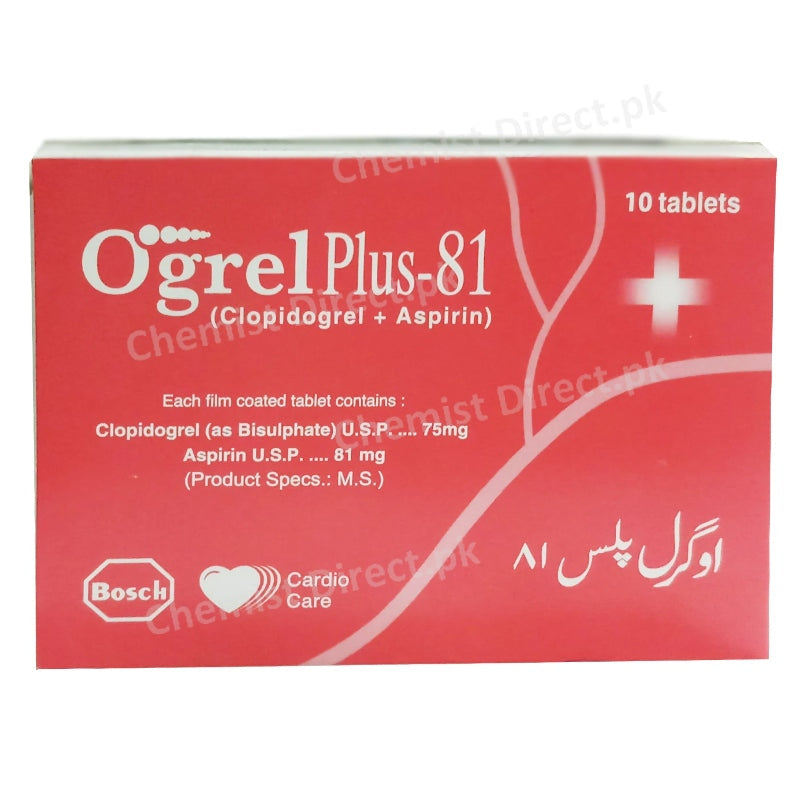 Ogrel Plus 81 Tablet Bosch Pharmaceuticals Pvt Ltd Anti Platelet Aggregation Clopidogrel 75mg Aspirin 81mg