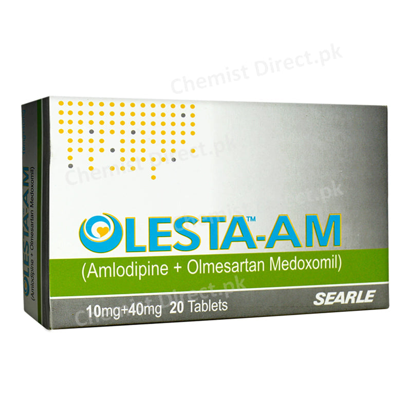 Olesta-AM 10/40mg Tablet Anti-Hypertensive Amlodipine+Olmesartan Medoxomil Searle Pakistan