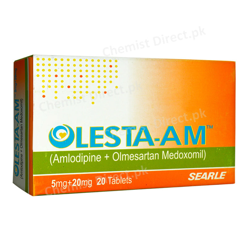 Olesta-AM 5/20mg Tablet Anti-Hypertensive Amlodipine+Olmesartan Medoxomil Searle Pakistan