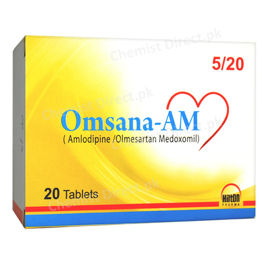 Omsana AM 5 20mg Tablet Hilton Pharma Pvt Ltd Anti  Hypertensive Olmesartan 20mg Amlodipine 5mg