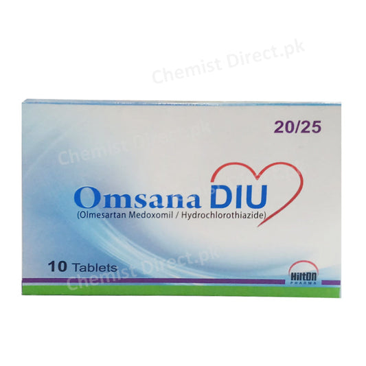 Omsana DIU 20/25 Tablet Hilton Pharma Anti-Hypertensive Olmesartan Medoxomil/Hydrochlorothiazide