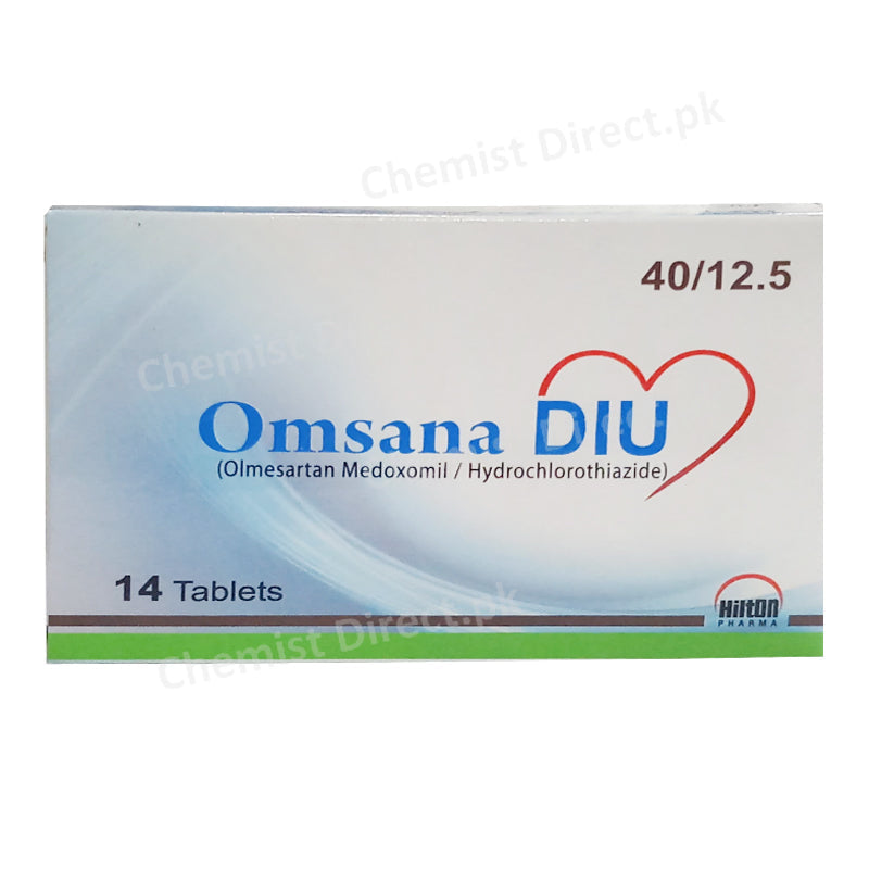 Omsana DIU 40/12.5 Tablet Hilton Pharma Anti-Hypertensive Olmesartan Medoxomil/Hydrochlorothiazide