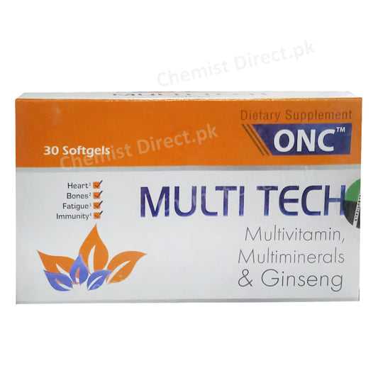 Multi Tech Soft Gels ONC Multivitamins Multiminerals & Ginseng Dietary Supplement Alaska Spring pharma