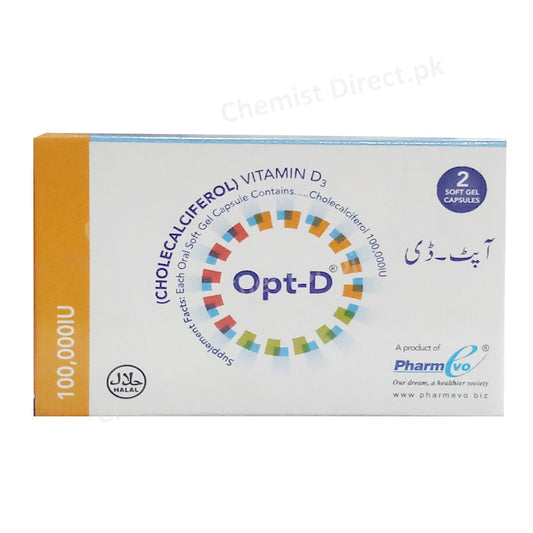 Opt-D 100,000  IU Capsule Cholecalciferol Pharmevo Vitamin-D