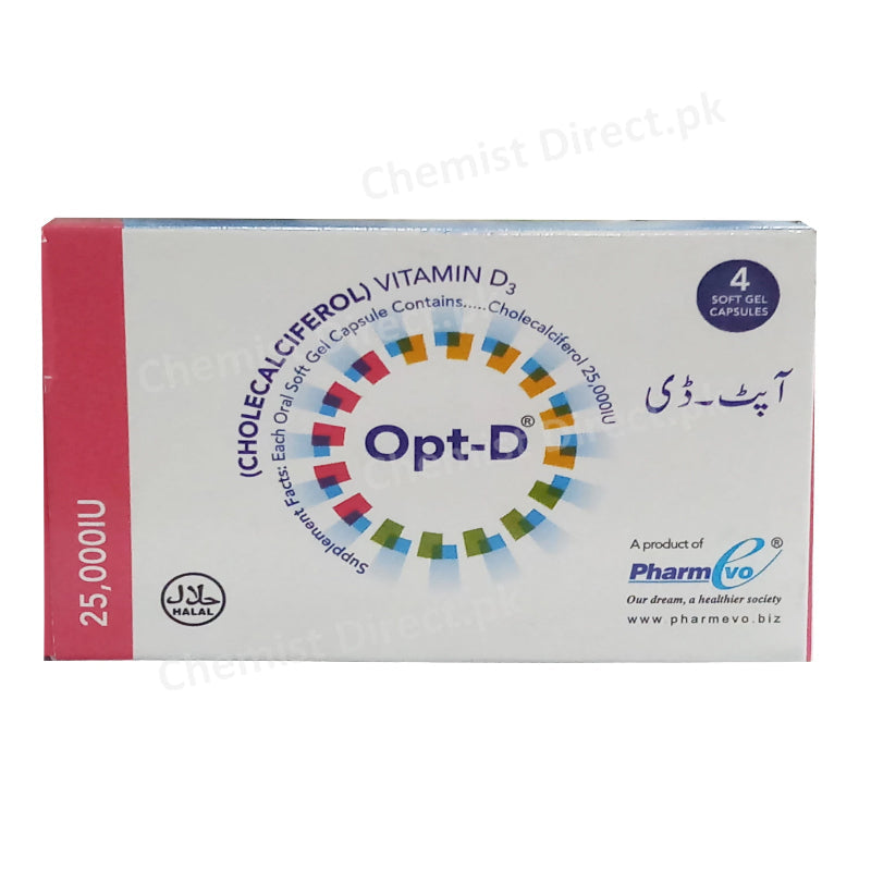 Opt-D 25,000 IU Capsule Cholecalciferol Pharmevo Vitamin-D