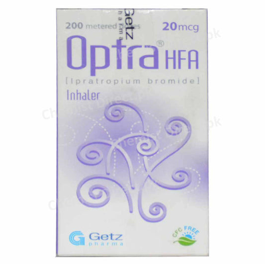 Optra Hfa Inhaler 20mcg Getz Pharma Pakistan Pvt Ltd Asthma Copd Ipratropium Bromide