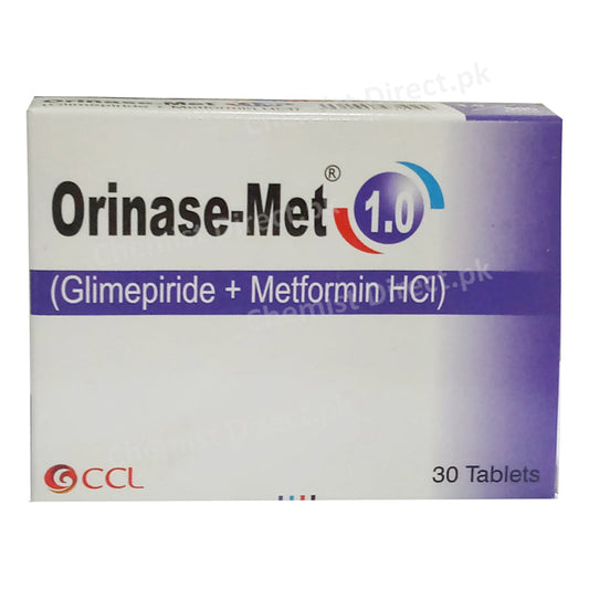 Orinase Met 1.0mg Tablet CCL Pharmaceuticals Oral Hypoglycemic Glimepiride 1mg Metformin 500mg