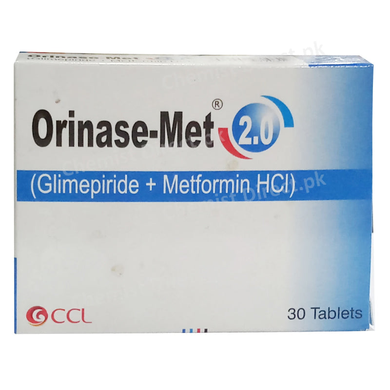Orinase Met 2.0 Tablet CCL Pharmaceuticals Oral Hypoglycemic Glimepiride 2mg Metformin 500mg