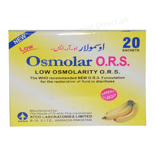 Osmolar O.R.S Sachet Oral Rehydration Solution Atco loboratories Sodium chloride,Potassium chloride,Glucose anhydrous,Citrate