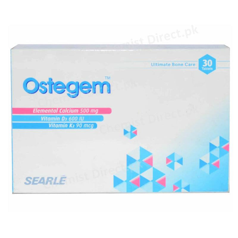 Ostegem Tablet Searle Pakistan Limited Calcium Supplement Elemental Calcium 500mg Vitamin D 3600IU Vitamin K 290mcg