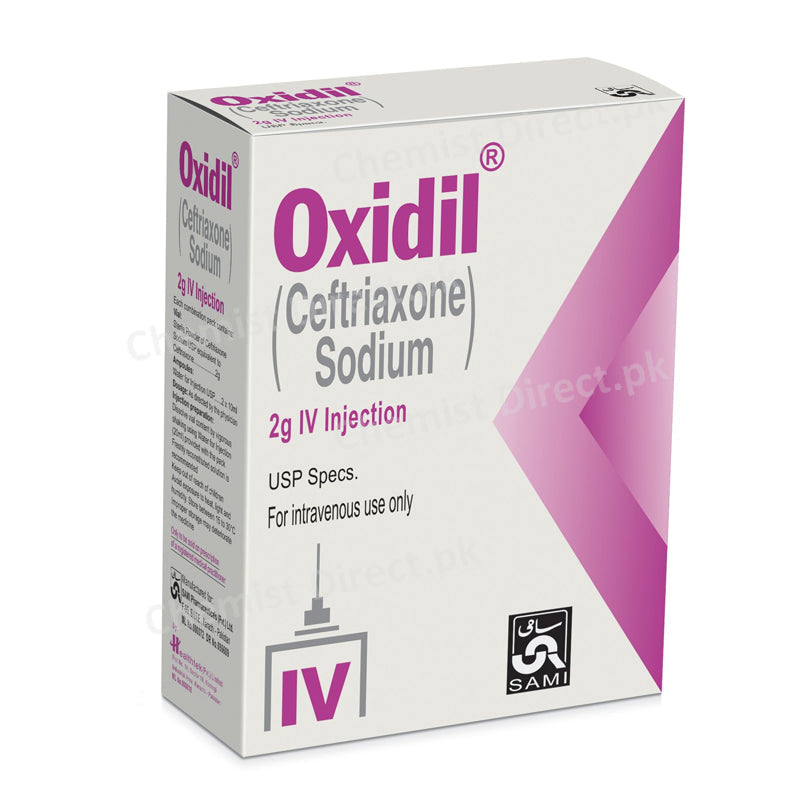 Oxidil 2g Injection Sami Pharma Ceftriaxone Sodium Antibiotic