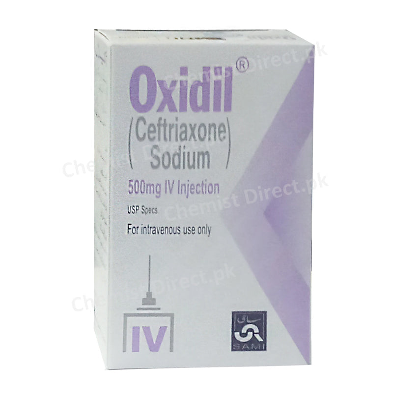 Oxidil Injection 500mg IV Sami Pharma Ceftriaxone Sodium Antibiotic