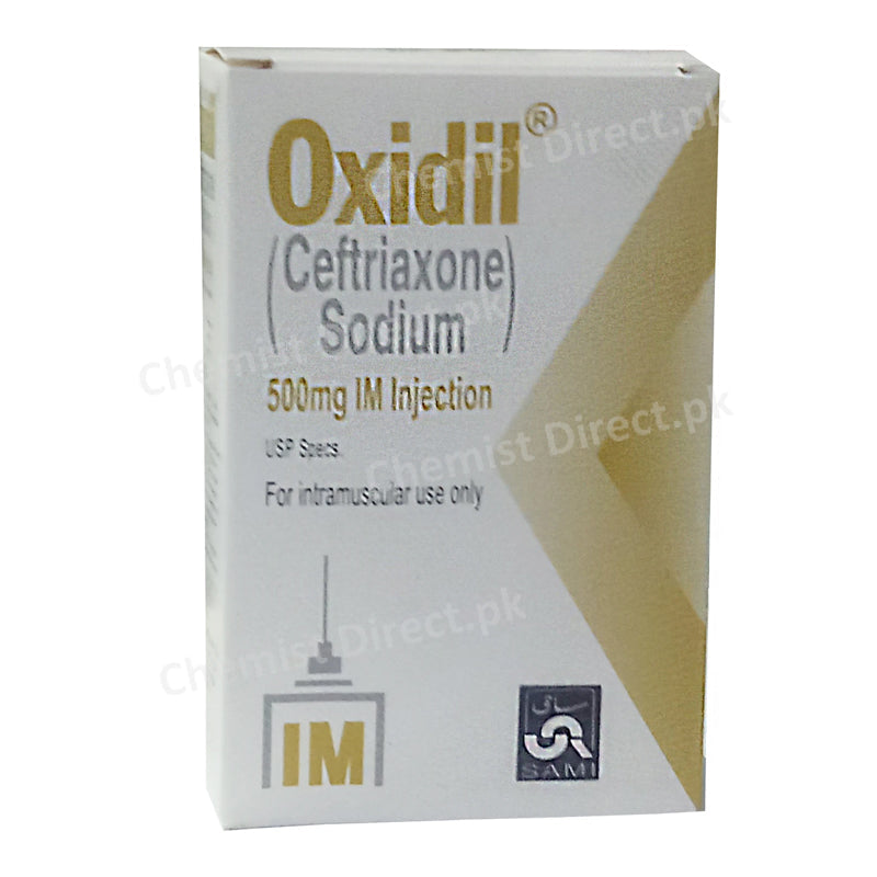 Oxidil 500mg Injection IM Sami Pharma Ceftriaxone Sodium Antibiotic