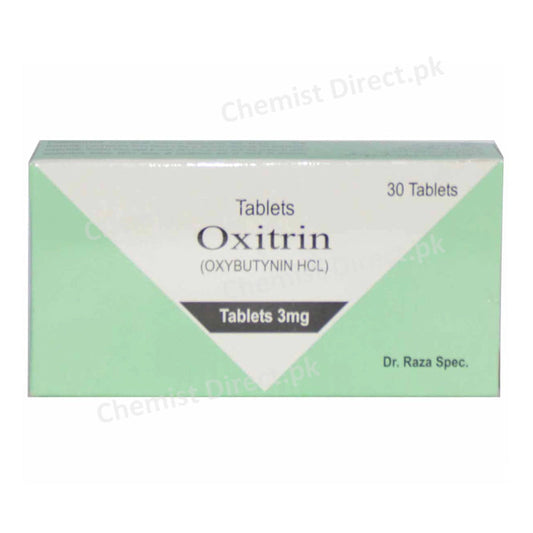Oxitrin 3mg Tablet Oxybutynin Hcl DR.Raza Pharma Renal Bladder Disorder