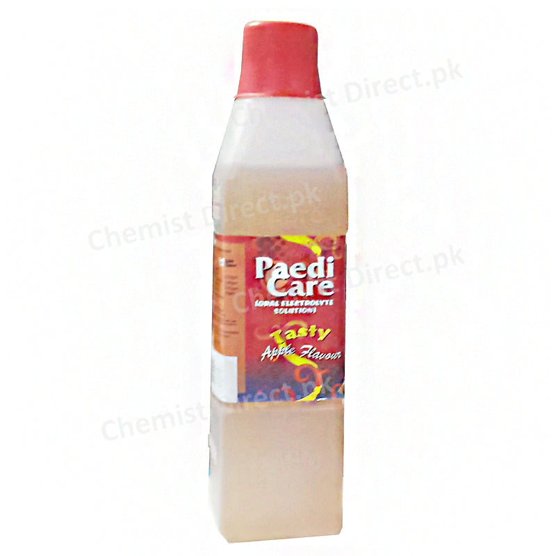 Paedi Care Apple Flavour Woodward Pakistan_Pvt_Ltd Oral Rehydration Preparation Each 500 mlcontains NaCl 1.75gm KCl 0.75gm Trisodium Citrate Dihydrate 1.45gm Glucose Anhydrous 10gm 