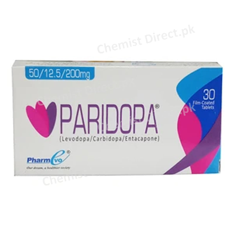 Paridopa 50/12.5/200mg Tablet Pharmevo/Levodopa/Carbidopa/Entacapone Anti-Parkinsonism