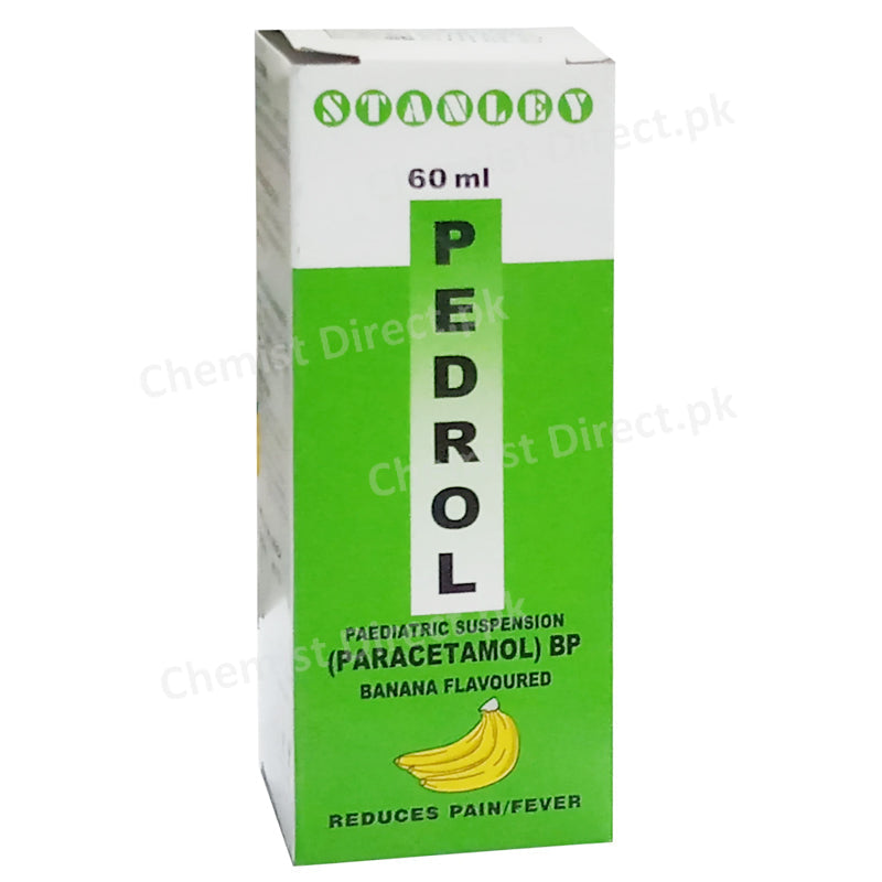  PEDROL 60ml Syrup Stanley Pharmaceuticals Pvt Ltd Cold Preparation Without Anti Infectives Each 5ml contain Paracetamol 120mg