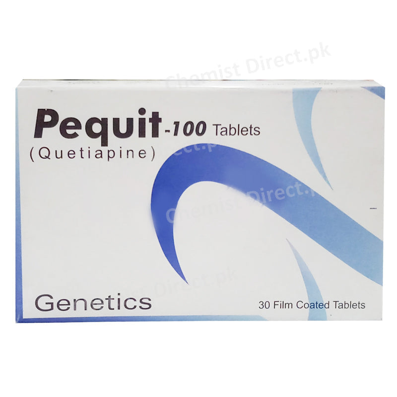 Pequit 100mg Tablet Genetics Pharmaceuticals Psychosis Quetiapine