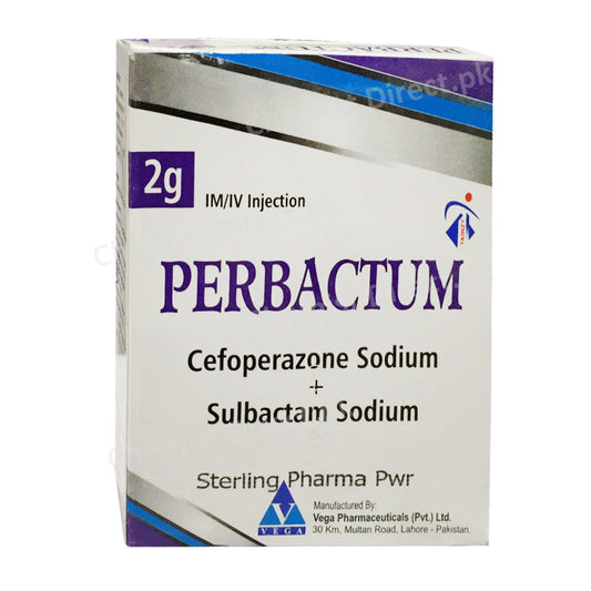 Perbactum 2g Injection Cefoperazone + Sulbactam Vega Pharma Sterling