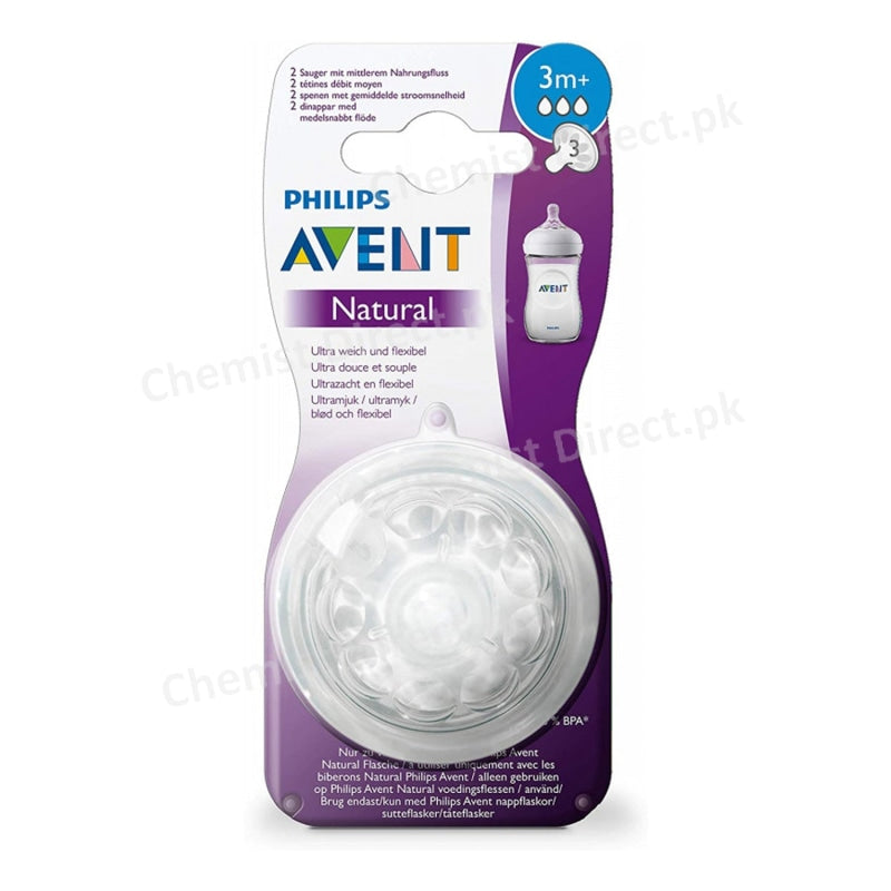 Philips Avent Natural Nipple 2 Pcs +3 M Baby Care