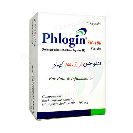 Phlogin SR-100 Prolonge-Release Diclofenac Capsule BP Nsaid Brookes Pharma