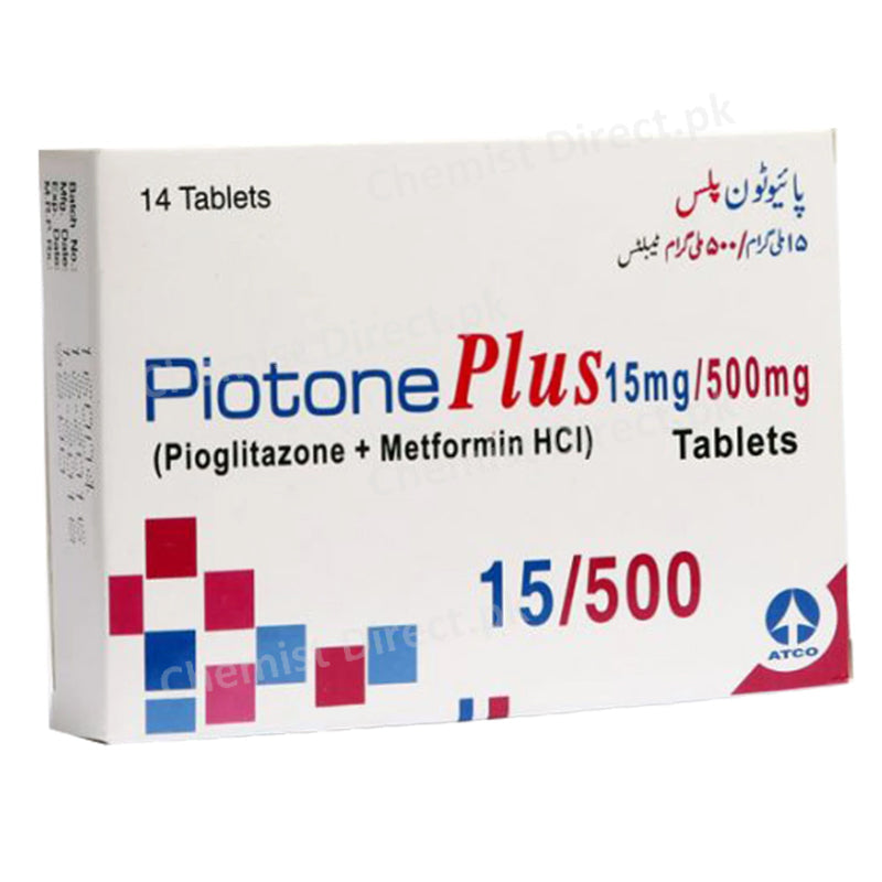 Piotone Plus 15 500 Tablet Atco Laboratories Pvt Ltd Oral Hypoglycemic Pioglitazone 15mg Metformin 500mg