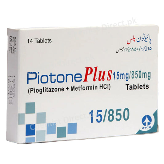 Piotone Plus 15 850mg Tablet Atco Laboratories Pvt Ltd Oral Hypoglycemic Pioglitazone 15mg Metformin 850mg